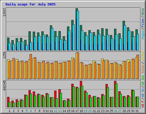 Daily usage for July 2025