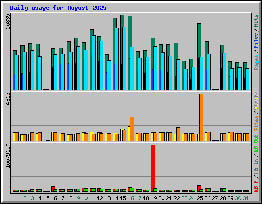 Daily usage for August 2025
